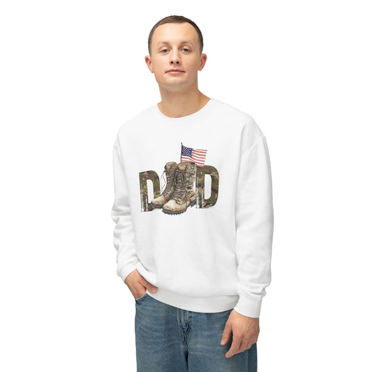 Patriotic Dad Sweatshirt - Lightweight Unisex Crewneck for Veterans Day and Father's Day
