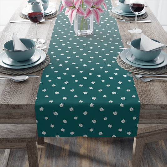 Stylish Cotton Table Runner with Floral and Polka Dot Design
