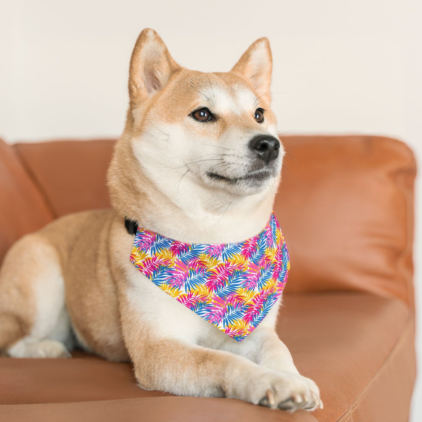 Colorful Leaf Print for Summer Bandana Collar
